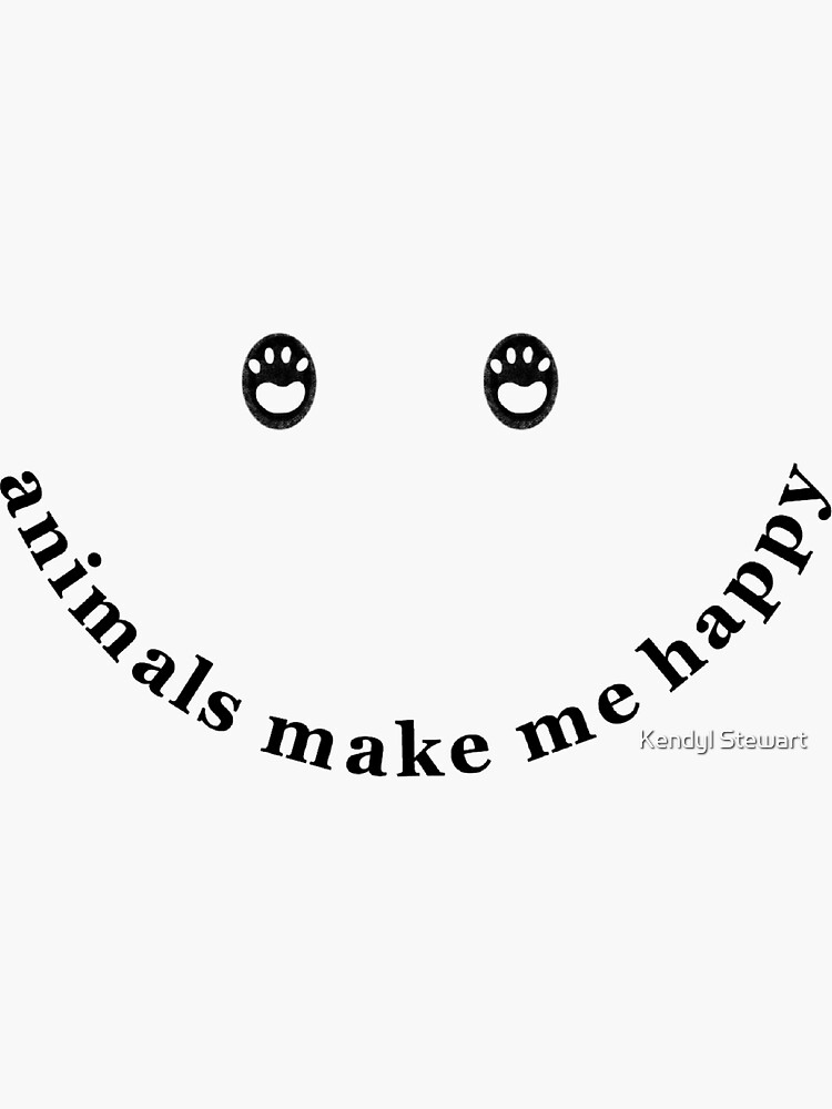 "Animals Make Me Happy, Animal Paw Print Smiley Face" Sticker for Sale