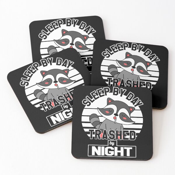 Item preview, Sleep by day trashed by night, little raccoon buddy designed and sold by VictorL Designs.