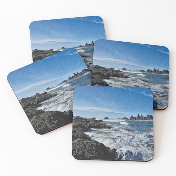 Item preview, Day at the Beach | Haystacks and Blue-Green Waves Along Rugged Oregon Coast designed and sold by arlutai.