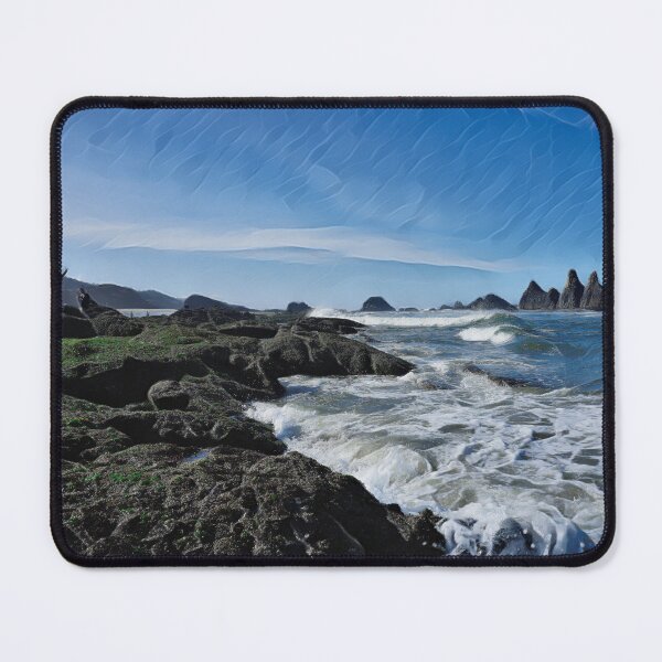 Item preview, Day at the Beach | Haystacks and Blue-Green Waves Along Rugged Oregon Coast designed and sold by arlutai.