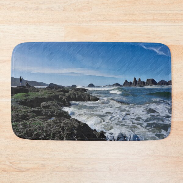 Item preview, Day at the Beach | Haystacks and Blue-Green Waves Along Rugged Oregon Coast designed and sold by arlutai.