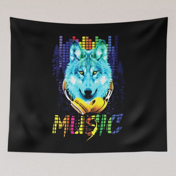Item preview, Mountain wolf custom music club, wolf Colorful design designed and sold by bluehatgraphics.
