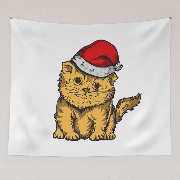 Item preview, Artwork cute cat with Christmas hat  designed and sold by Scopestor.