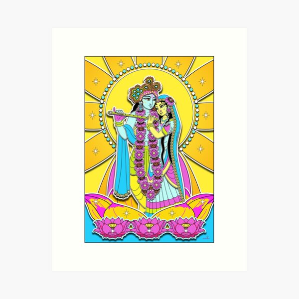 Hare Krishna Mantra Mandala Krishna Wall Art Krishna Print 