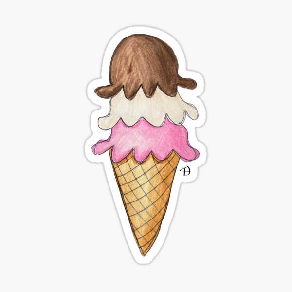 ice cream van sticker twin Neapolitan scoop 3 flavours Die Cut 