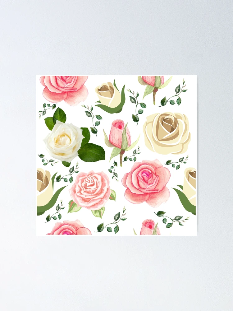 Thumbnail 1 of 3, Poster, Pink Roses designed and sold by RedSparkle.