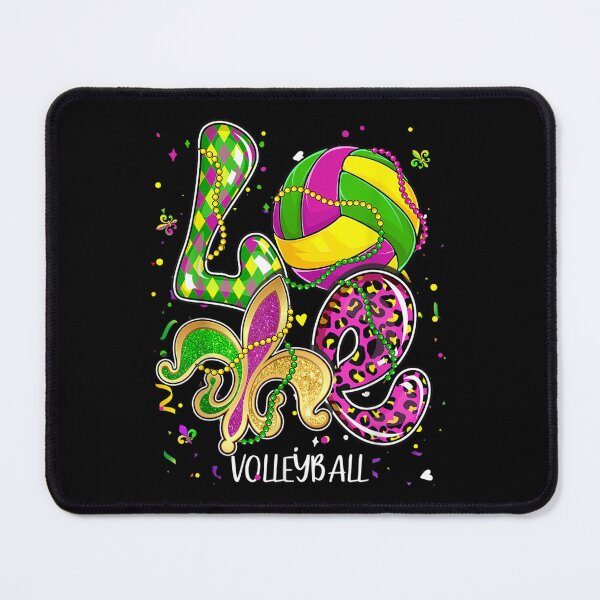 Item preview, I Love Volleyball Mardi Gras Beads Costume Leopard Plaid  designed and sold by wendyy88.