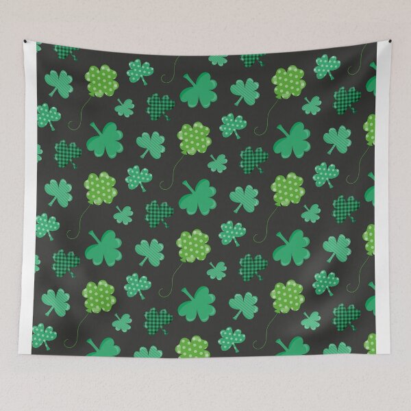 Item preview, Black and Green Four Leaf Clover Shamrock Irish Pattern St Patrick's Day designed and sold by ILLYL Creatives.