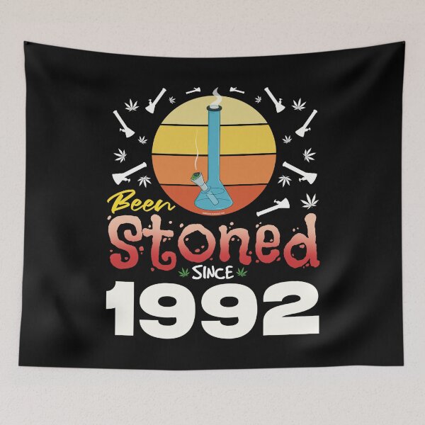 Item preview, Been stoned since 1992 (Orange retro vintage sunset with bong) designed and sold by YomeHayin.