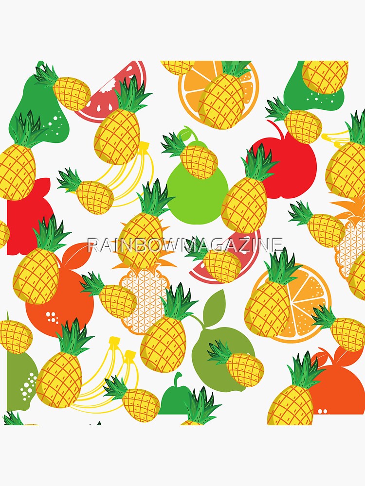 "PINEAPPLE, FRUIT RICH IN VITAMINS AND MINERAL SALTS," Sticker by