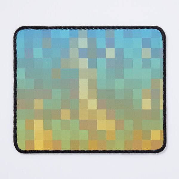 Item preview, geometric pixel square pattern abstract background in yellow blue designed and sold by Mrvell.