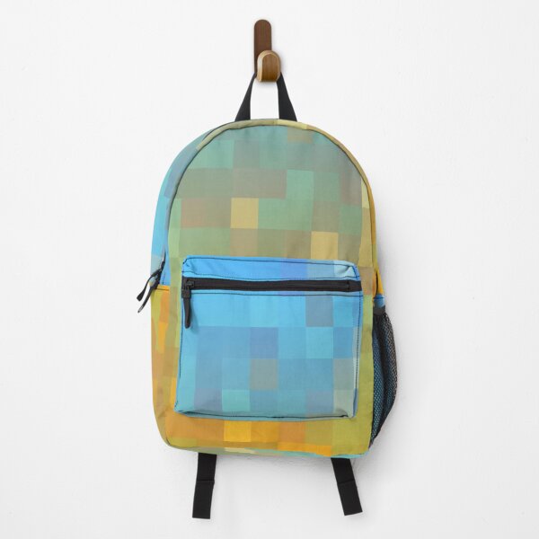 Item preview, geometric pixel square pattern abstract background in yellow blue designed and sold by Mrvell.