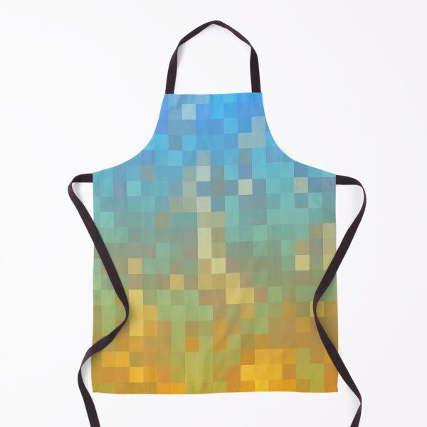 Item preview, geometric pixel square pattern abstract background in yellow blue designed and sold by Mrvell.