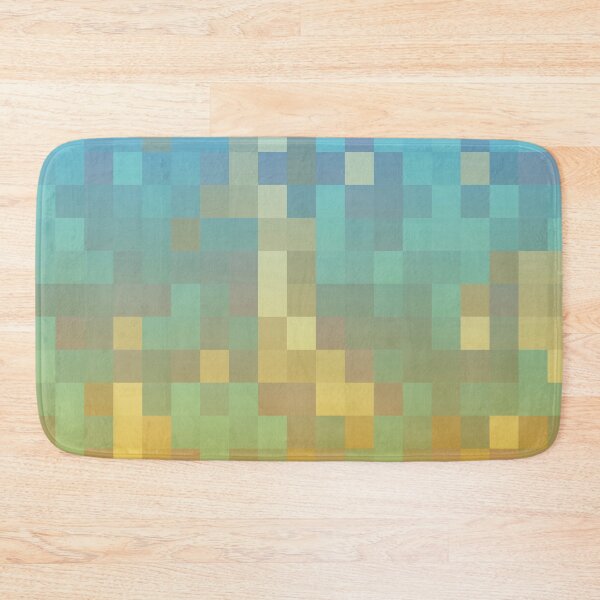 Item preview, geometric pixel square pattern abstract background in yellow blue designed and sold by Mrvell.