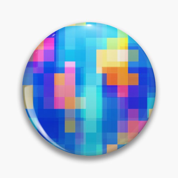 Item preview, geometric pixel square pattern abstract background in blue pink yellow designed and sold by Mrvell.