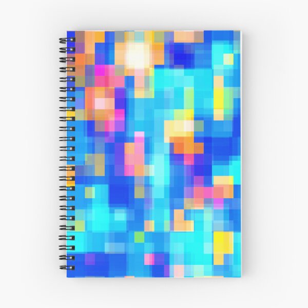Item preview, geometric pixel square pattern abstract background in blue pink yellow designed and sold by Mrvell.