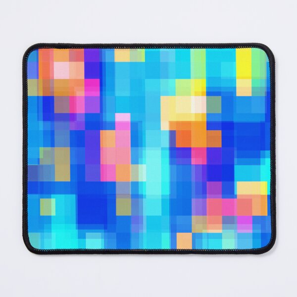 Item preview, geometric pixel square pattern abstract background in blue pink yellow designed and sold by Mrvell.