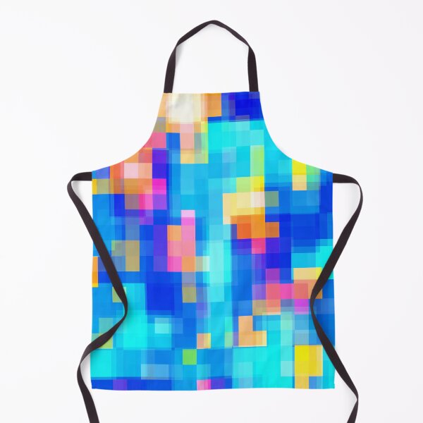 Item preview, geometric pixel square pattern abstract background in blue pink yellow designed and sold by Mrvell.