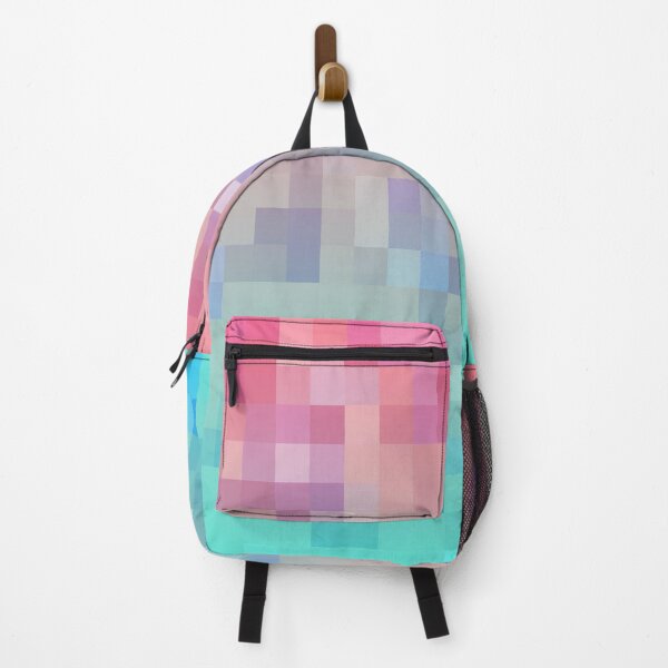 Item preview, geometric pixel square pattern abstract background in pink blue designed and sold by Mrvell.