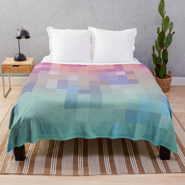 Item preview, geometric pixel square pattern abstract background in pink blue designed and sold by Mrvell.