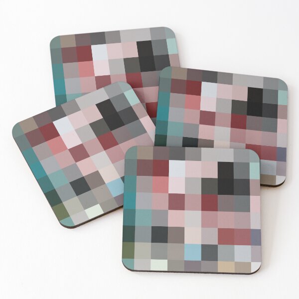 Item preview, geometric pixel square pattern abstract background in red pink blue designed and sold by Mrvell.