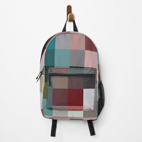 Item preview, geometric pixel square pattern abstract background in red pink blue designed and sold by Mrvell.