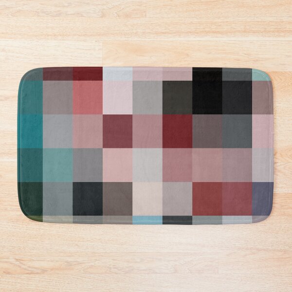 Item preview, geometric pixel square pattern abstract background in red pink blue designed and sold by Mrvell.
