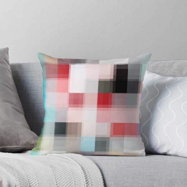 Item preview, geometric pixel square pattern abstract background in pink red blue designed and sold by Mrvell.