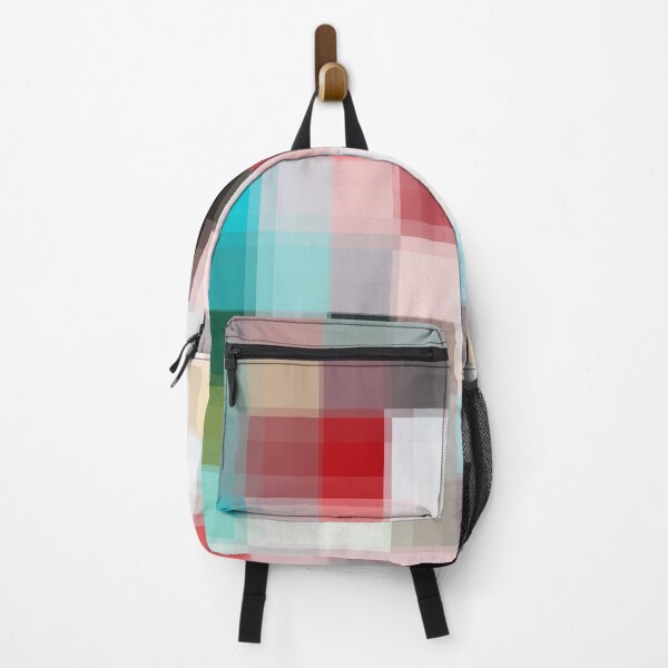 Item preview, geometric pixel square pattern abstract background in pink red blue designed and sold by Mrvell.