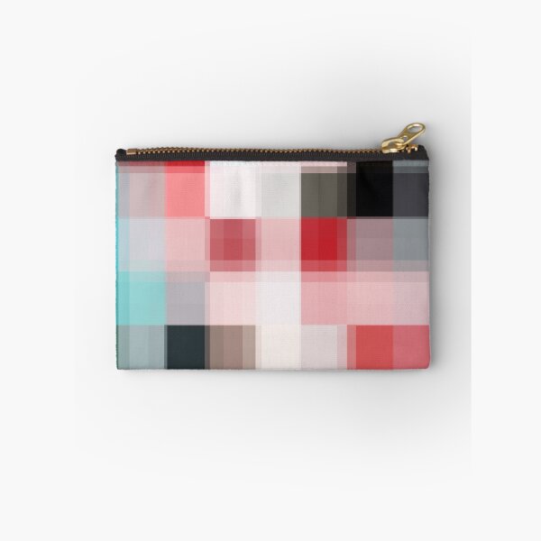 Item preview, geometric pixel square pattern abstract background in pink red blue designed and sold by Mrvell.