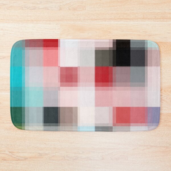 Item preview, geometric pixel square pattern abstract background in pink red blue designed and sold by Mrvell.