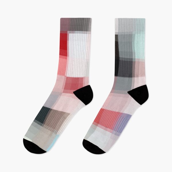 Item preview, geometric pixel square pattern abstract background in pink red blue designed and sold by Mrvell.