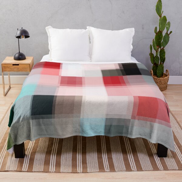 Item preview, geometric pixel square pattern abstract background in pink red blue designed and sold by Mrvell.