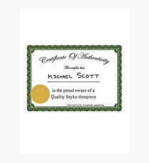 Michael Scott COA Seyko - The Office Photographic Print