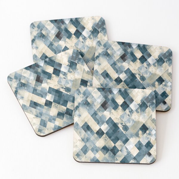 Item preview, geometric pixel square pattern abstract background in blue designed and sold by Mrvell.
