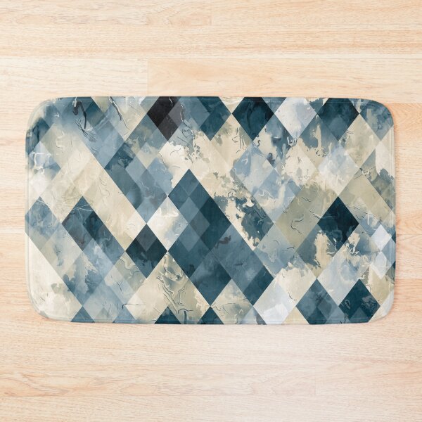 Item preview, geometric pixel square pattern abstract background in blue designed and sold by Mrvell.