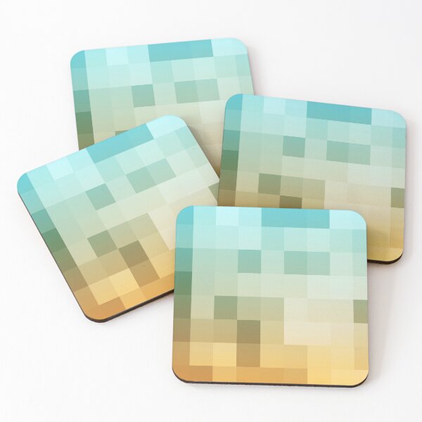 Item preview, geometric pixel square pattern abstract background in yellow brown blue designed and sold by Mrvell.