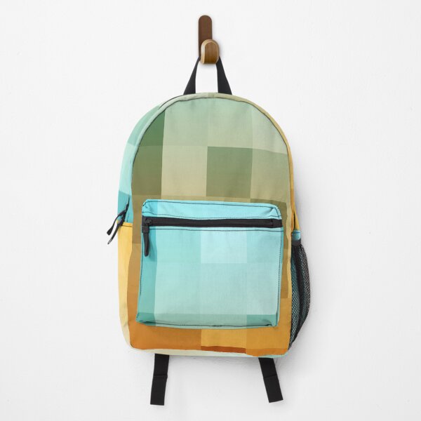 Item preview, geometric pixel square pattern abstract background in yellow brown blue designed and sold by Mrvell.