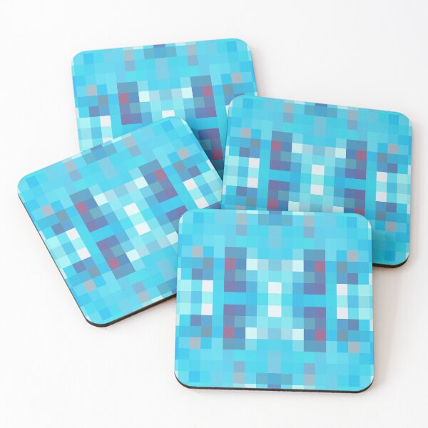 Item preview, geometric symmetry art pixel square pattern abstract background in blue red designed and sold by Mrvell.