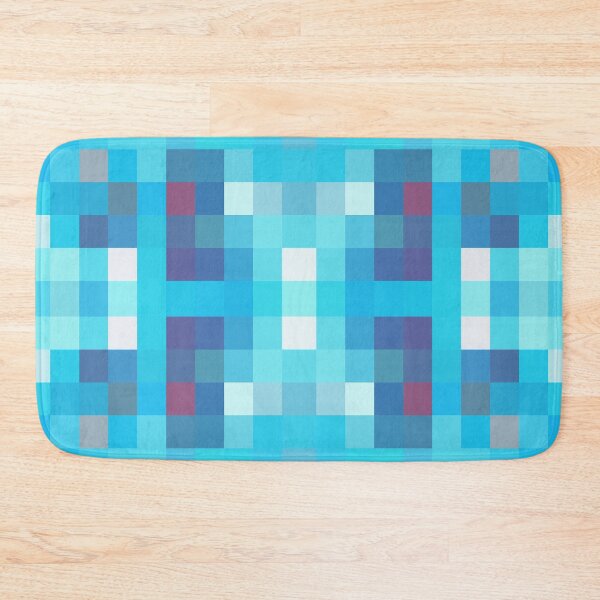 Item preview, geometric symmetry art pixel square pattern abstract background in blue red designed and sold by Mrvell.