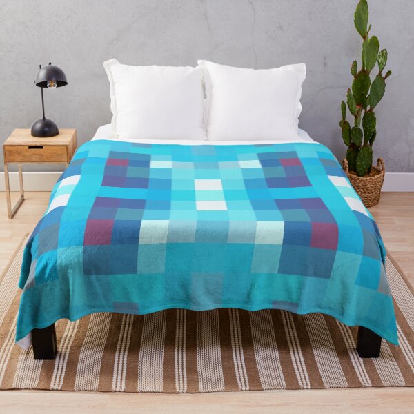 Item preview, geometric symmetry art pixel square pattern abstract background in blue red designed and sold by Mrvell.