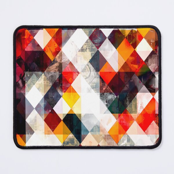 Item preview, geometric pixel square pattern abstract background in red orange brown designed and sold by Mrvell.
