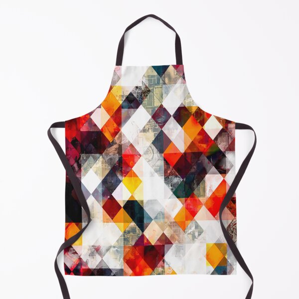 Item preview, geometric pixel square pattern abstract background in red orange brown designed and sold by Mrvell.