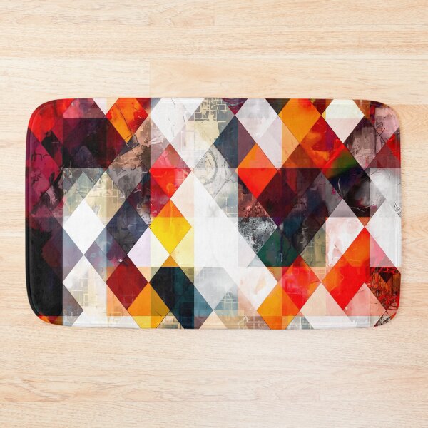 Item preview, geometric pixel square pattern abstract background in red orange brown designed and sold by Mrvell.