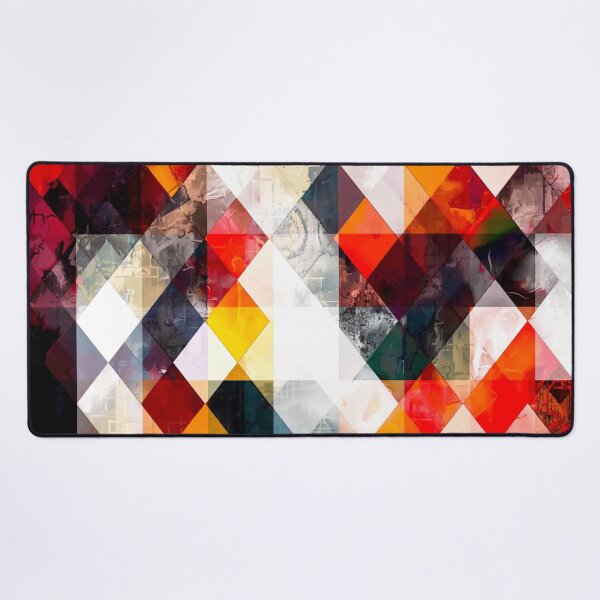Item preview, geometric pixel square pattern abstract background in red orange brown designed and sold by Mrvell.