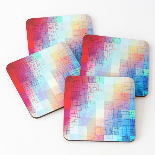 Item preview, geometric pixel square pattern abstract background in red blue designed and sold by Mrvell.