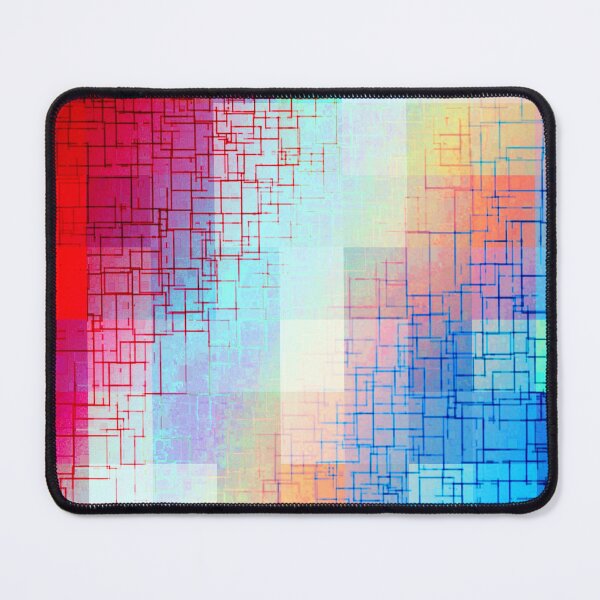 Item preview, geometric pixel square pattern abstract background in red blue designed and sold by Mrvell.