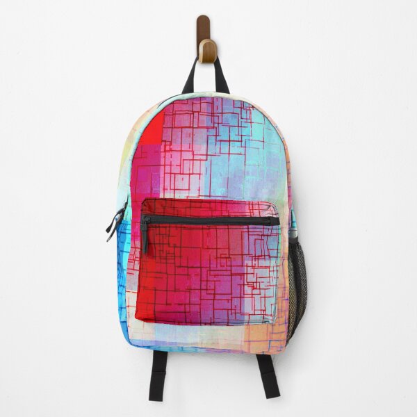 Item preview, geometric pixel square pattern abstract background in red blue designed and sold by Mrvell.