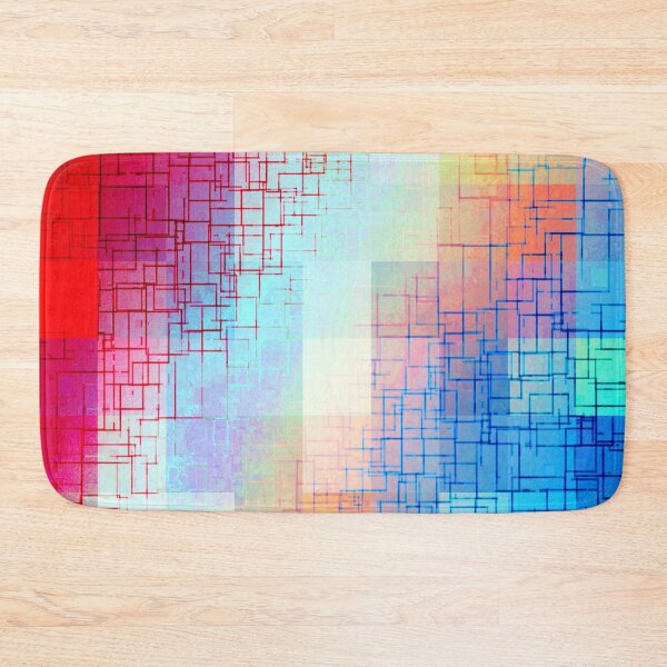 Item preview, geometric pixel square pattern abstract background in red blue designed and sold by Mrvell.