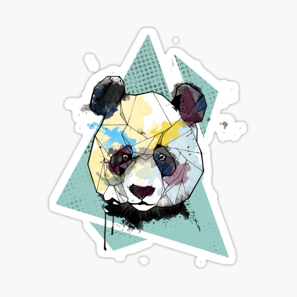 Geometric Watercolor Panda Bear Sticker
